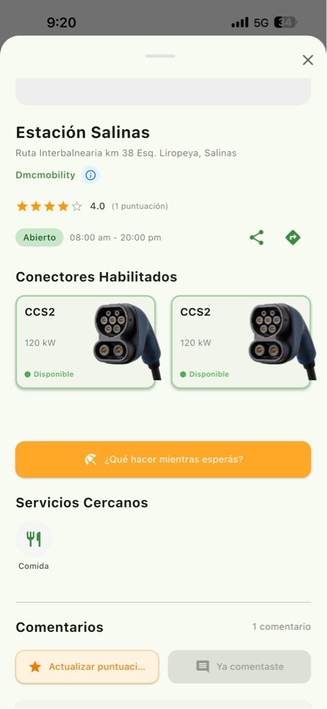 Conectores de la estacion Salinas en en Canelones DMCmobility