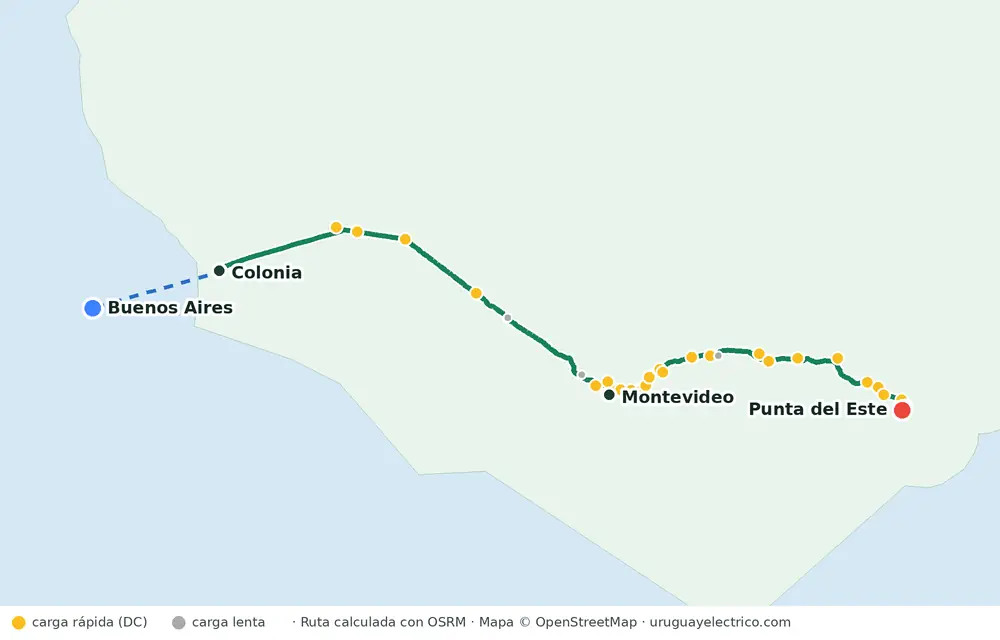 Ferry Buenos Aires – Colonia y ruta hasta Punta del Este con cargadores de la app